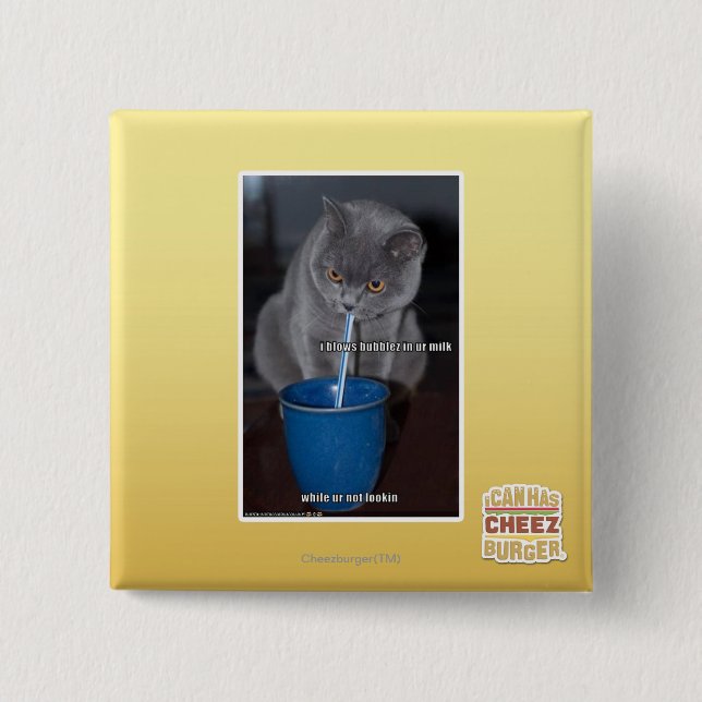 Blows Bubbles in ur milk 2 Inch Square Button (Front)