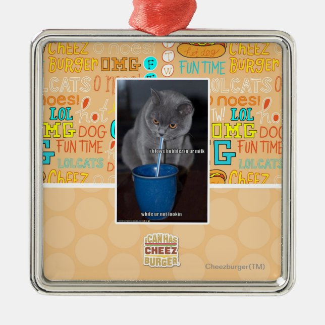 Blows Bubbles in ur milk Metal Ornament (Front)
