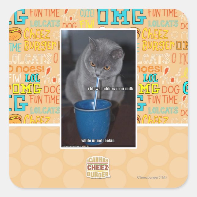 Blows Bubbles in ur milk Square Sticker (Front)