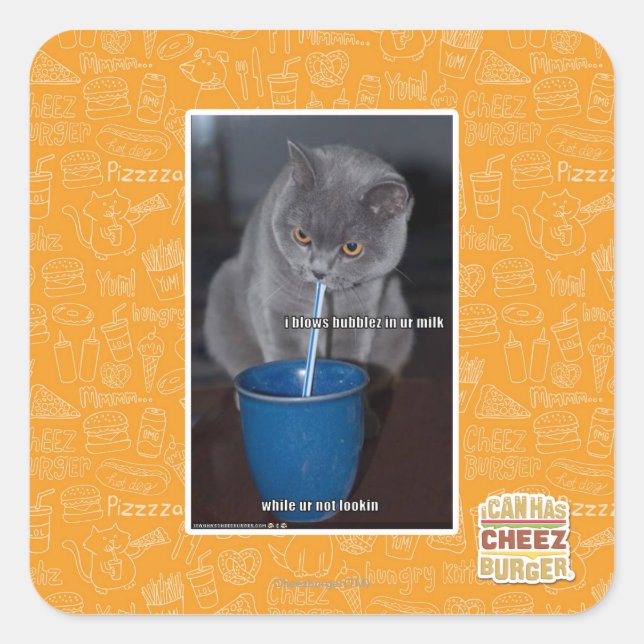 Blows Bubbles in ur milk Square Sticker (Front)