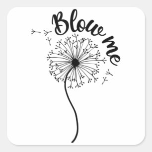 Blows Me Dandelion Flower Pattern Making A Wish.pn Square Sticker