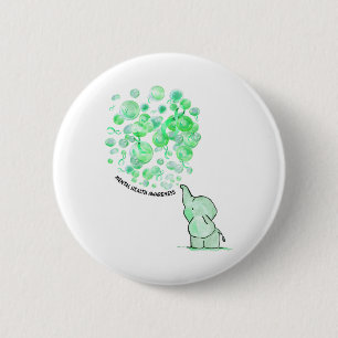 Blows Up Green Balloons Mental Health Awareness 2 Inch Round Button