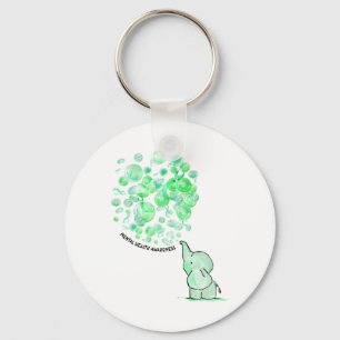 Blows Up Green Balloons Mental Health Awareness Keychain