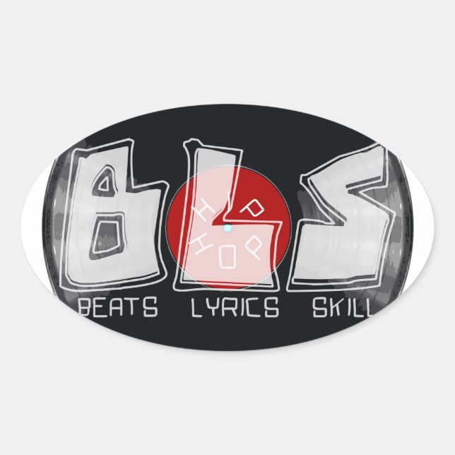 BLS beats lyrics skill HIP HOP Oval Sticker (Front)