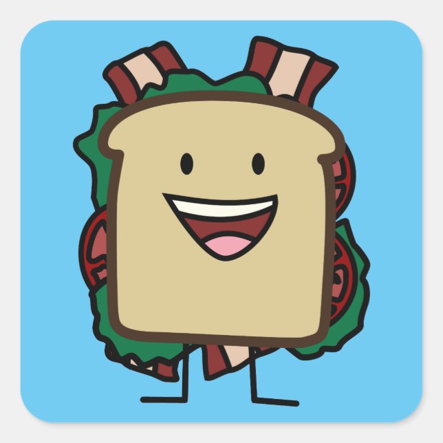 BLT Sandwich Bacon Lettuce and Tomato Foods Design Square Sticker (Front)