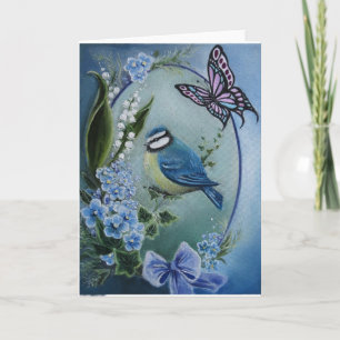 Blu bird on oublie moi pas les fleurs carte de voe
