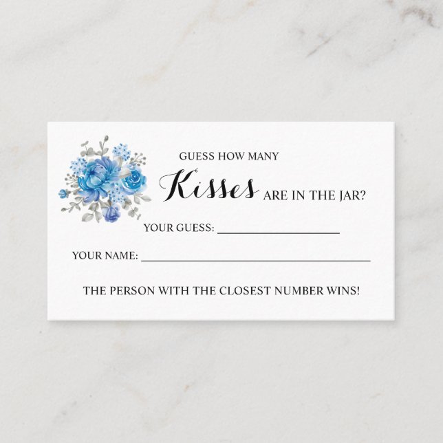 Blu Flower How Many Kisses Bridal Shower game card
