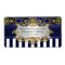 Blu Wht Stripe, Blu Gld Damask H Wine Bottle Label