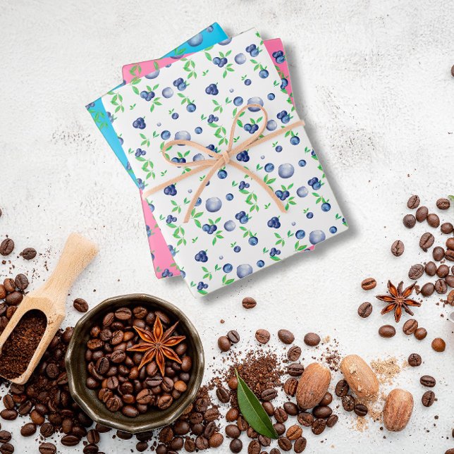 Bluberry white pink pattern wrapping paper sheet (Creator Uploaded)