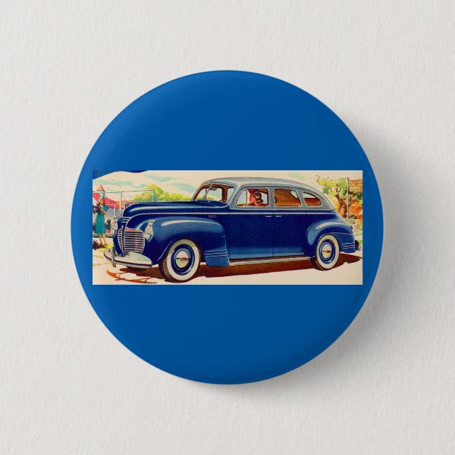 blue 1941 Plymouth 2 Inch Round Button (Front)