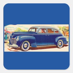 blue 1941 Plymouth Square Sticker