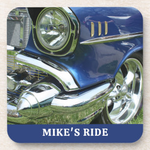Blue 1957 Chevy, Name or Message, Your Photo Coaster