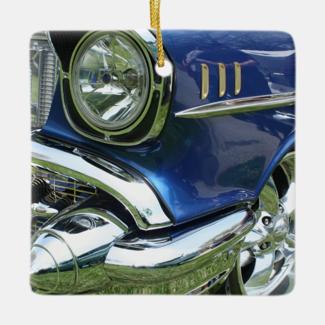 Blue 1957 Chevy Vintage Car Ceramic Ornament (Front)