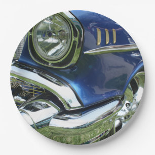 Blue 1957 Chevy Vintage Car Paper Plate