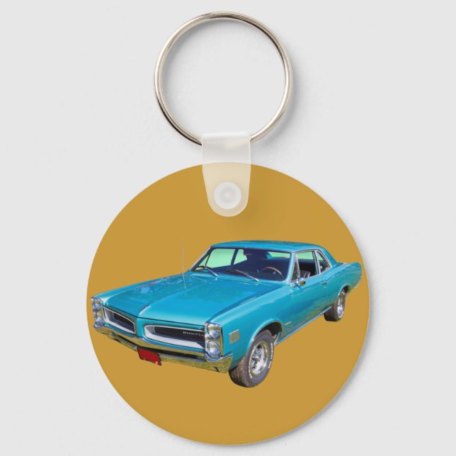 Blue 1966 Pontiac Le Mans Muscle Car Keychain (Front)