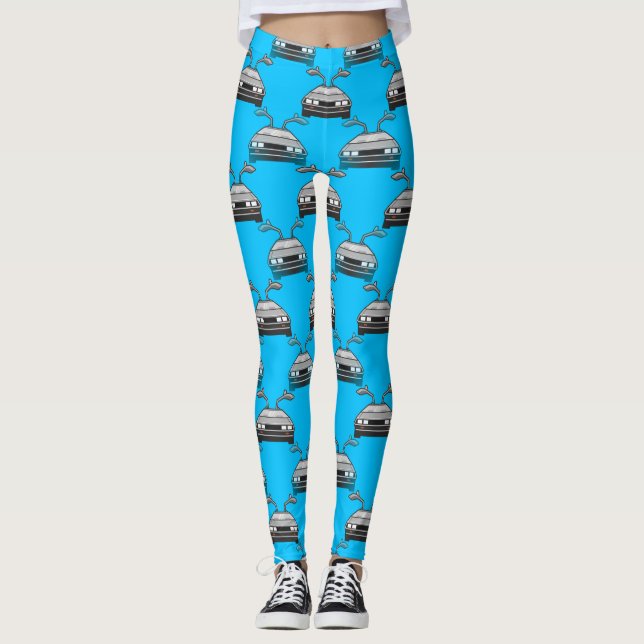blue 1980s car leggings (Front)