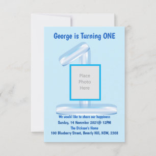 Blue 1st Birthday Invitation