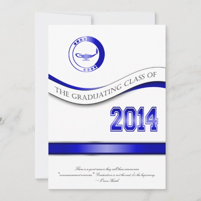 Blue 2014 Graduation Invitation/Announcement Invitation (Front)