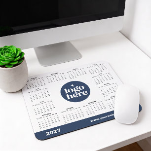 Blue 2027 Business Logo Marketing Calendar Mouse Pad