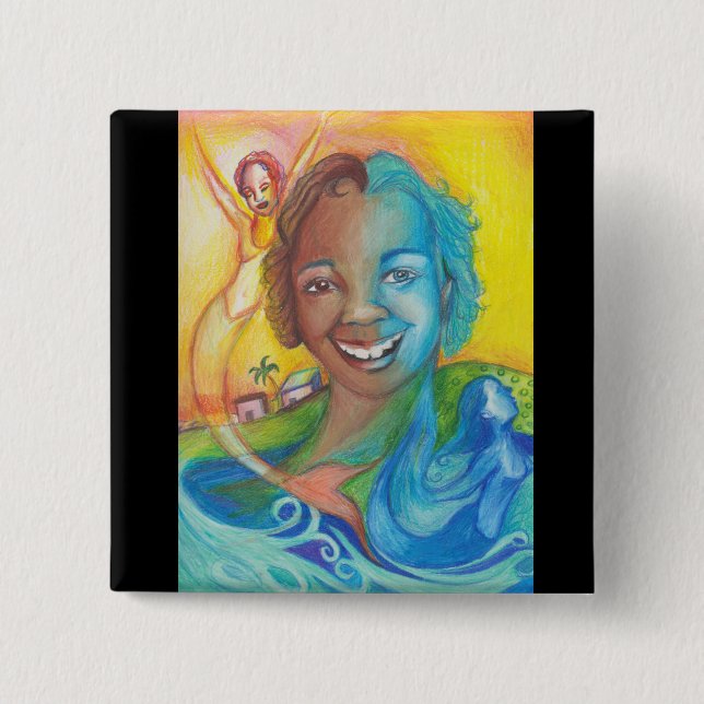 Blue 2 Inch Square Button (Front)