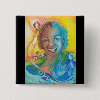 Blue 2 Inch Square Button