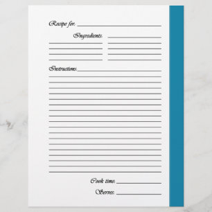 Blue 2-sided Recipe Pages