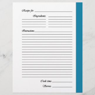 Blue 2-sided Recipe Pages