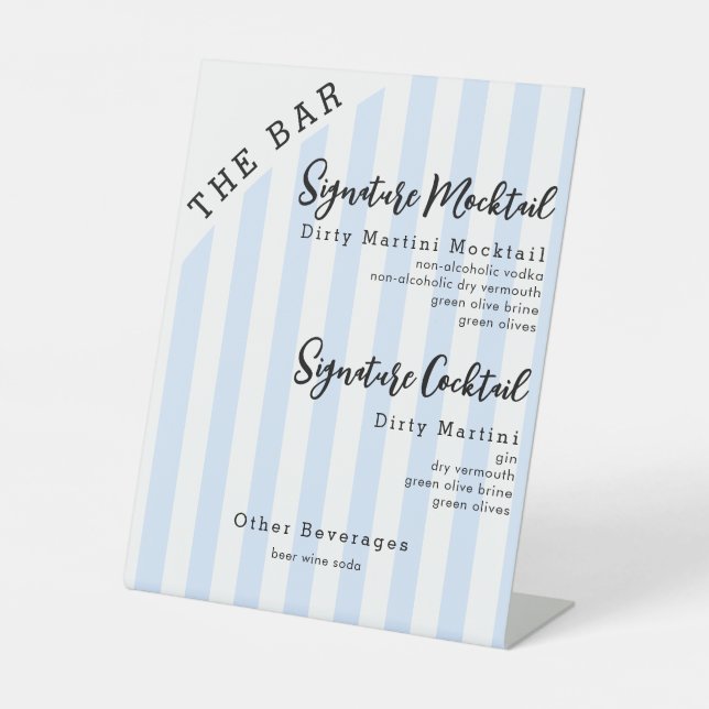 Blue 2 Signature Drinks Mocktail Cocktail Bar Sign (Front)