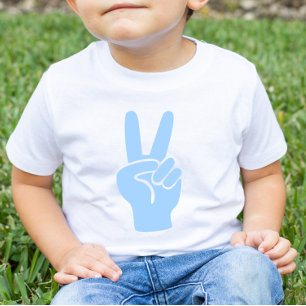 Blue 2nd Birthday Peace Out Sign Two Fingers Deuce Toddler T-shirt
