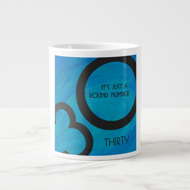 Blue 30 Decade Birthday Large Coffee Mug (Front)
