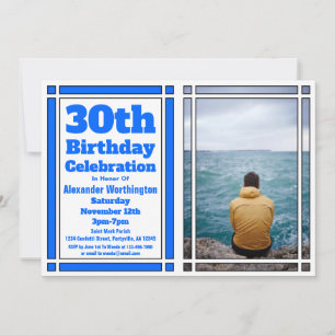 Blue 30th Birthday Party Invitation