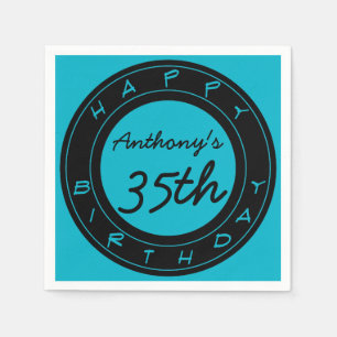 Blue 35th Birthday Party Personalized Paper Napkin