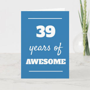 Blue 39th Birthday Card
