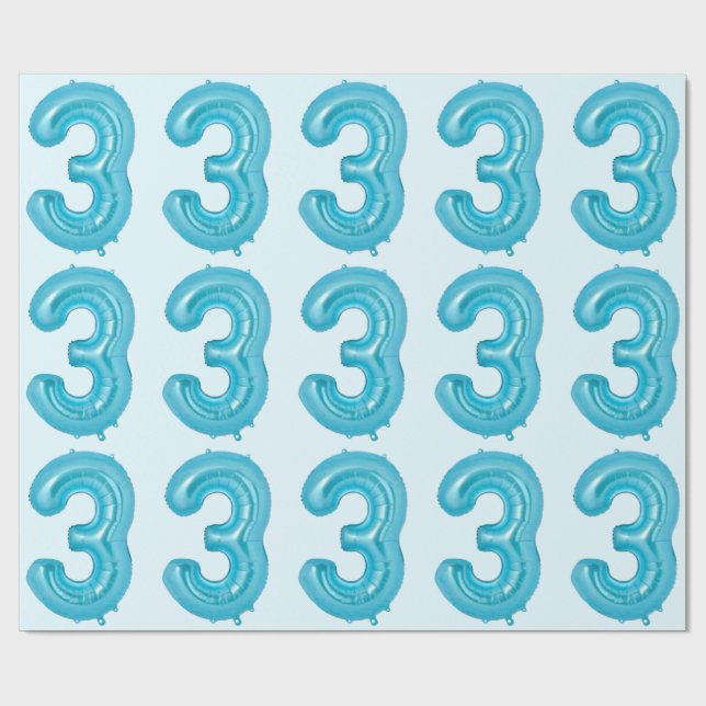 Blue 3 Balloon Wrapping Paper (Flat)