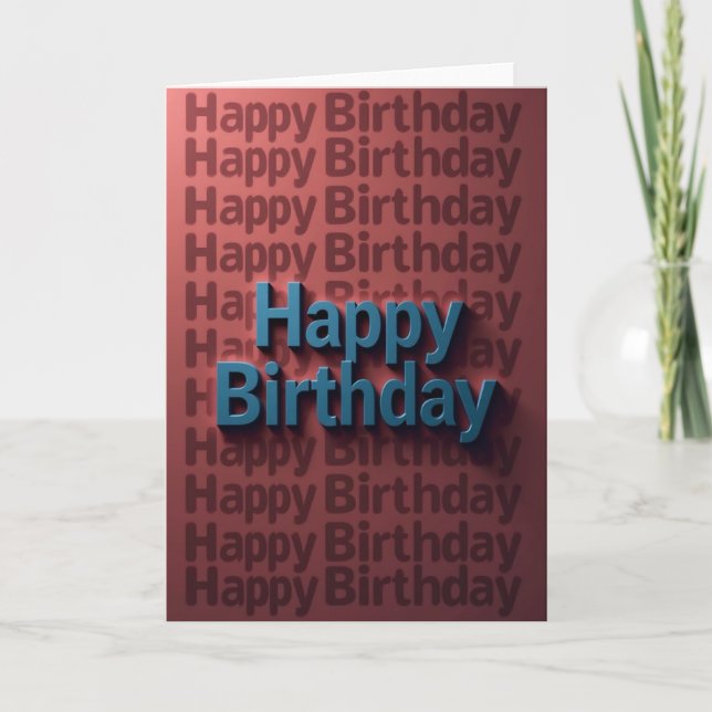 Blue 3D Birthday Card (Front)