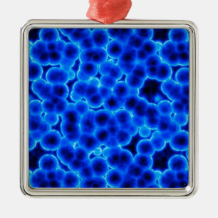 Blue 3D Cells Metal Ornament
