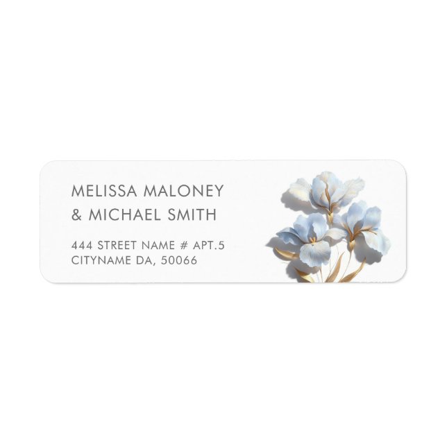 Blue 3D Flowers Stylized Lilies Wedding (Front)