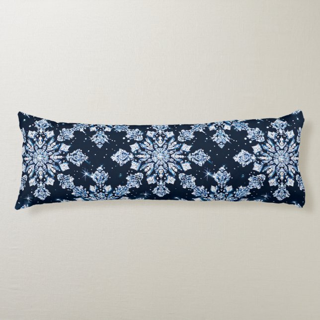 Blue 3d snowflakes body pillow (Front)