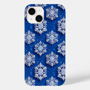 Blue 3d snowflakes Case-Mate iPhone 14 case