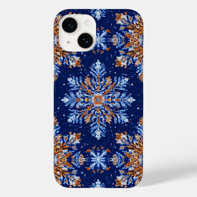Blue 3d snowflakes Case-Mate iPhone case (Back)