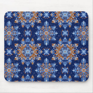 Blue 3d snowflakes mouse pad