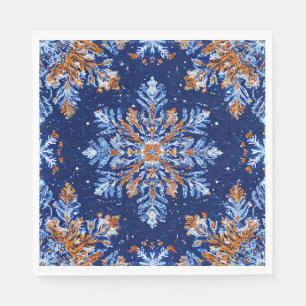 Blue 3d snowflakes napkin