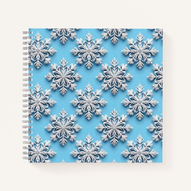 Blue 3d snowflakes notebook (Front)