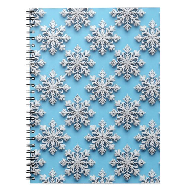 Blue 3d snowflakes notebook (Front)