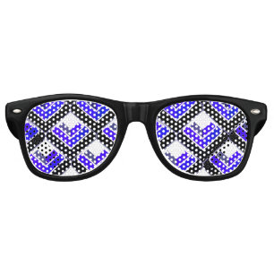Blue 3D Squares Pattern Retro Vintage Fun Sunglasses
