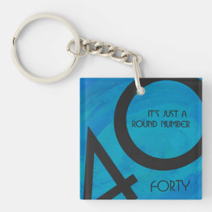 Blue 40 Decade Birthday Keychain