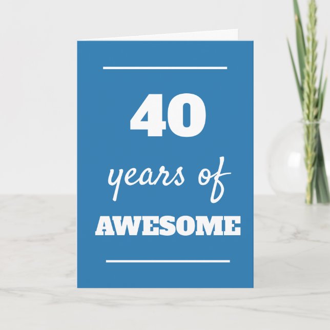 Blue 40th Birthday Card (Front)