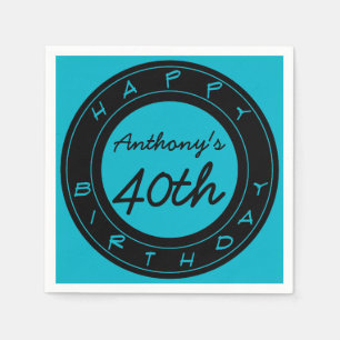 Blue 40th Birthday Party Personalized Paper Napkin