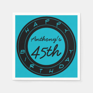 Blue 45th Birthday Party Personalized Paper Napkin
