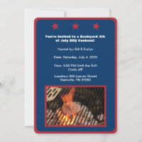 Blue 4 juillet Hamburger Barbecue Invitation
